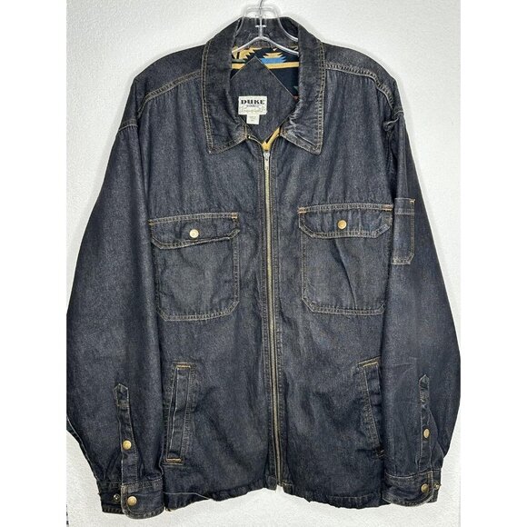 Duke Haband Other - Duke Haband Jacket Mens XL Denim Blue Aztec Lined Full Zip Workwear Western